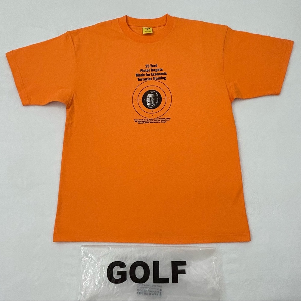 Golf Wang Ronald Reagan Target Practice Double R Orange Skate Tee Shirt Mens M.